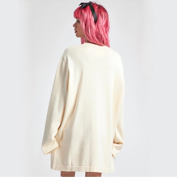 dELiA*s by Dolls Kill On Cloud Fine Oversized Intarsia Bear Sweater White Small - Picture 3 of 7